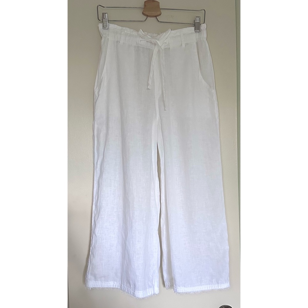 White Cropped Linen Pants